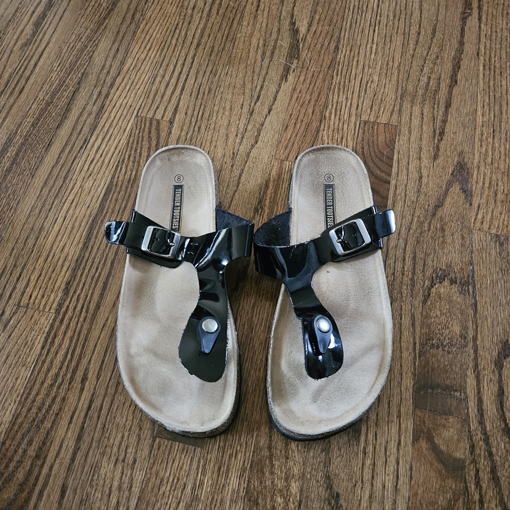 Black Patent Leather Sandals